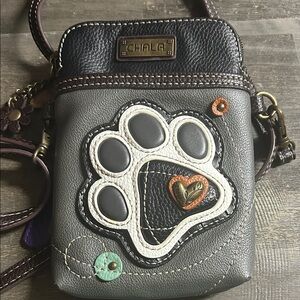 Chala Charcoal Crossbody Small with Paw and Heart Accents